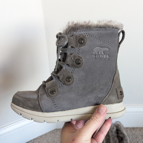 Sorel Explorer Joan Grey Waterproof Boot sz 5 - Picture 6 of 8